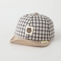Adorable spring baby checkered baseball cap with soft flip brim and cute bear patch - Toddler One Size / Cloth Label Bear Khaki