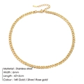 6mm wide golden stainless steel Cuban chain necklace with adjustable 42+5cm length - Large Width Standard Length / Gold