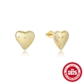 Elegant gold-plated S925 sterling silver heart-shaped stud earrings with micro-pave crystals - Gold Heart Full Diamond
