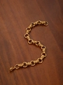Elegante pulsera de cadena gruesa de acero inoxidable chapado en oro de 18K con cierre - Dorado