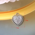 Silver heart pendant DIY accessory with rhinestones measuring 19mm x 17mm - 118 Silver