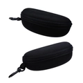 Protective black EVA hard shell glasses case with convenient nylon hook and zipper closure - Glasses Case + Cleaning Cloth