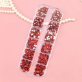 Red round rhinestone nail art crystals in a 12-compartment storage box for DIY - Red Rhinestones 1.5-6.0mm