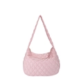 Pink quilted cloud shoulder bag for women with padded diamond lattice nylon fabric - Pink