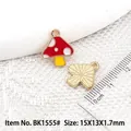 DIY mushroom enamel alloy pendant charm with red cap and gold backing for jewelry making - Red Small Mushroom (BK1555#)