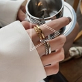 Minimalist stackable rings set featuring golden smooth and twisted texture bands - Twist Texture Style (TJZ232)