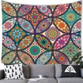 Close-up of mandala tapestry showing colorful geometric floral patterns on fabric - 100x70cm / Style 7 (High Saturation Colorful Mandala)