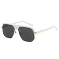 Modern white and gold aviator sunglasses with dark lenses and oversized frame - White Frame Dark Grey Lens