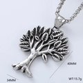 Detailed view of silver Tree of Life pendant with 40mm height and 15.7g weight - Carved Tree of Life Pendant