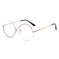 Gafas chic de media montura oro rosa con puente ondulado y lentes redondas claras - C4 / Montura Oro Círculo Rosa Anti-luz Azul