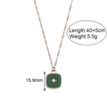 Gold eight-pointed star square green shell necklace with detailed dimensions - Octagonal Star Square Shell Pendant Necklace - Steel Green
