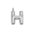 Polished silver stainless steel letter H bubble pendant with a rounded puffy design - Silver Letter H