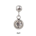 Stainless steel April birthstone pendant featuring a clear brilliant-cut cubic zirconia - Silver - April
