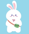 Astuccio in peluche con coniglio bianco carino, fiocco rosa e borsa a tracolla verde - Coniglio Zaino con Orecchie Lunghe