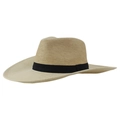 Cappello di paglia beige classico stile cowboy con nastro nero per protezione solare - Taglia Unica 58cm Circonferenza / Falda Larga Cowboy Patchwork - Beige