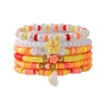 Buntes Böhmen-Armband-Set mit Tonperlen, Seestern- und Muschelanhängern - SY0379-1 (Orangegelb Ozean Element Set)