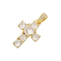 Dettaglio del ciondolo a croce in oro di lusso con gemme a cuore e tonde incastonate - Croce Oro Zircone Bianco