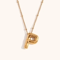 Polished 18K gold-plated stainless steel necklace with a balloon letter P pendant - Gold-P