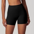 Pantaloncini yoga neri a vita alta in tessuto spazzolato elastico per fitness e corsa - S / Nero Premium