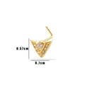 Gold-finished V-shaped nose stud with zircon crystals measuring 0.57cm by 0.7cm - No.8 Gold V-Shape (HSPJ0149)