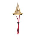 Adjustable pet party hat with golden glitter finish and star decorations on white base - Golden Moon Star Hat