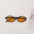 Oval black frame sunglasses with transparent orange lenses in a retro Y2K style - Black Frame Orange Lens