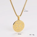 Detail showing gold plated box chain and starburst pendant with white crystals - Gold Geometric Star Totem Style (Style 6) / 2.5mm*60cm Chain