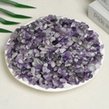 Natural purple amethyst crystal chips displayed in a white plate for aromatherapy - Amethyst (leaning Towards White Please Consider Carefully Before Purchasing) 7-9mm 1000g