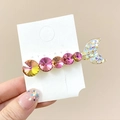 Golden mermaid tail hair clip with K9 crystal duckbill pin for women and girls - Rose Red