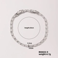 Colorful glass crystal bracelet in silver finish with rectangular stones and 20cm length - Silver-Clear(B00653-9)