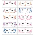 Detailed catalog showing 10 styles of glitter butterfly temporary face tattoo stickers - Glitter Butterfly Eye Corner Sticker A-10 Sheets