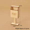 Miniature dollhouse wooden mailbox in natural finish with black POST lettering - Mailbox 1-Piece