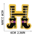 Detailed embroidery of letter H with witch stockings and boots for Halloween patch - Letter H