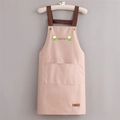 Pink waterproof apron with smile pattern and large front pockets on white hanger - With Letter Print / Smoky Pink