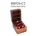Black walnut wood jewelry box with three slots and red velvet lining for rings - No Engraving / Red Lining