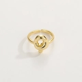 Close-up of polished 18K gold letter ring featuring an adjustable open design and glossy finish - Gold Ring Q