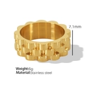 Goldener doppelreihiger Zahnradring aus Edelstahl, Höhe 7,1 mm und Gewicht 6 g - US Größe 7 / Goldener Ring