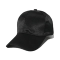 Classic black satin baseball cap with matte brim and contrast material stitching - One Size (Adjustable) / Black