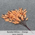 Vibrant orange artificial willow branches for wedding decor, five-pronged silk leaves bundle - Orange