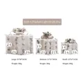 Three-piece glowing cream Christmas gift box set with flocking and bow decor - Style A White Flocked Lighted 3-Piece Set