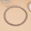 Collar de cuentas plateadas multicapa minimalista con cierre de langosta y cadena ajustable - Plateado