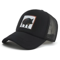 Cappellino trucker in mesh nero traspirante con toppa realistica di cinghiale sul davanti - L (58-60cm) / Nero