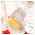 Cute gray plush glove brooch with yellow trim and white snowflake embroidery detail - Glove - Brooch Style