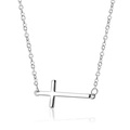 Minimalistische silberne Halskette mit horizontalem Kreuzanhänger an feiner Kette - Silber