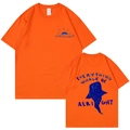 T-shirt en coton orange avec logo soleil et graphique de baleine au dos - S / Hauts / Orange