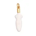 Unique copper pendant with white enamel finish and gold-plated bail for necklace making - Torso Shape-White