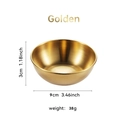 Golden stainless steel dipping sauce bowl with 9cm diameter and 3cm height dimensions - Large Gold