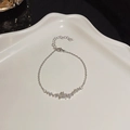 Silver butterfly bracelet with sparkling zircon stones and adjustable lobster clasp chain - S368 Silver