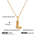 Polished gold stainless steel letter L pendant necklace with beaded chain and waterproof finish - Letter L