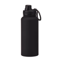 Matte black stainless steel sports water bottle with leak-proof lid and carry loop - Black - Sport